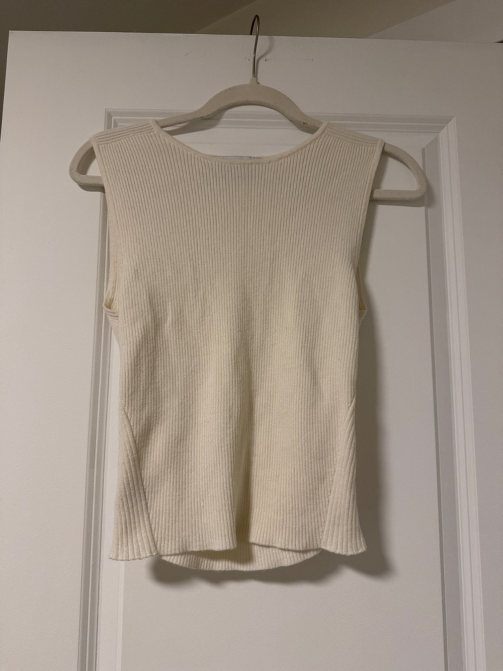 Anthropologie Sleeveless Ribbed Knit Tank Top - Cream